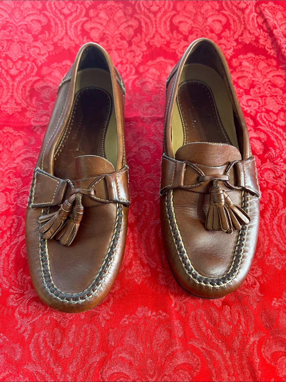 Johnston & Murphy Passport Brown Leather Tassel Loafers Men's Size 9D Moc Toe